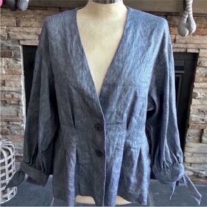NIC+ZOE Slate Blue Buttoned Blazer
